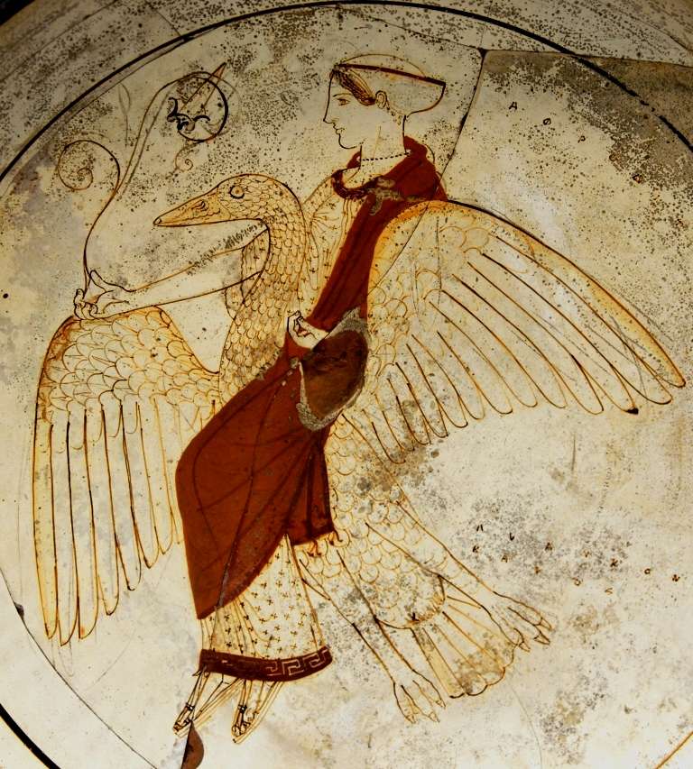 Η θεά Αφροδίτη, καβάλα σε μια χήνα., γύρω στο 480 π.Χ.. Βρέθηκε στην Ρόδος). Λονδίνο, Βρετανικό Μουσείο.