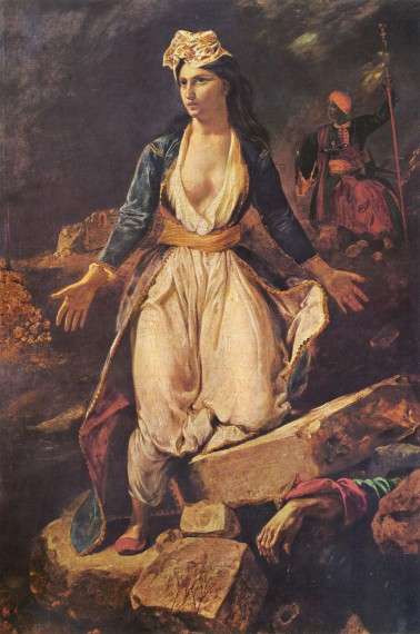 "Greece on the ruins of Missolonghi" by Eugène Delacroix.