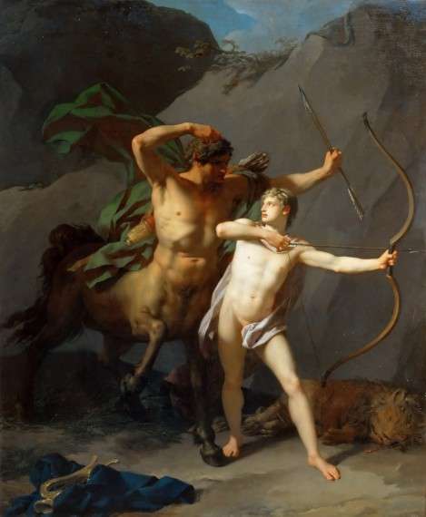 Jean-Baptiste Regnault (French, 1754-Paris-1829), Education of Achilles by Centaur Chiron, 1782, Louvre Museum