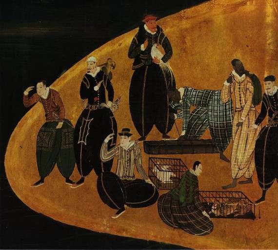 Πορτογάλοι έμποροι στην Ιαπωνία. Λεπτομέρεια από πίνακα που αποδίδεται στον KanoNaizen, 1570-1616.