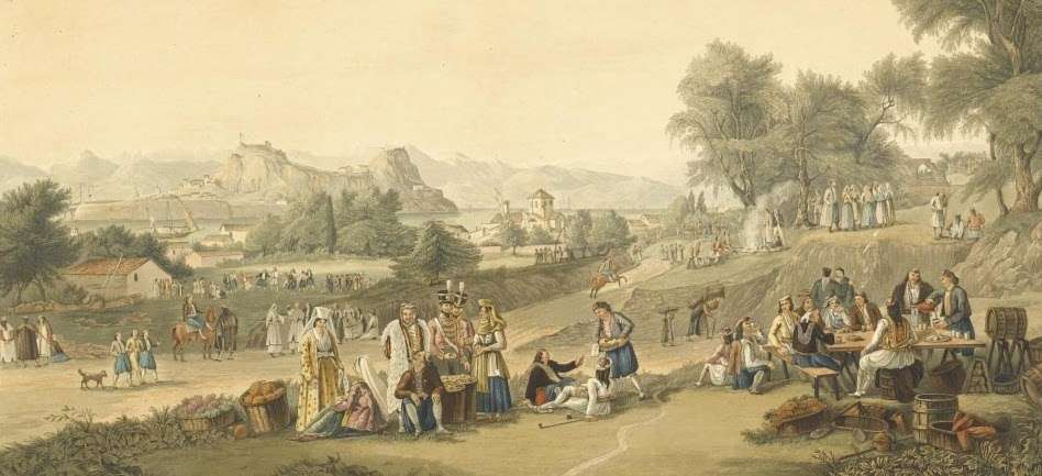 Κέρκυρα, Cartwright, 12 framed prints from Views in the Ionian Islands, 1821. Διακρίνονται κάποιοι Σουλιώτες πρόσφυγες