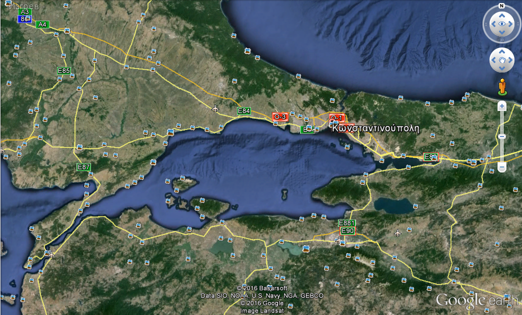 σύγχρονη δορυφορική φωτογραφία της Κωνσταντινούπολης