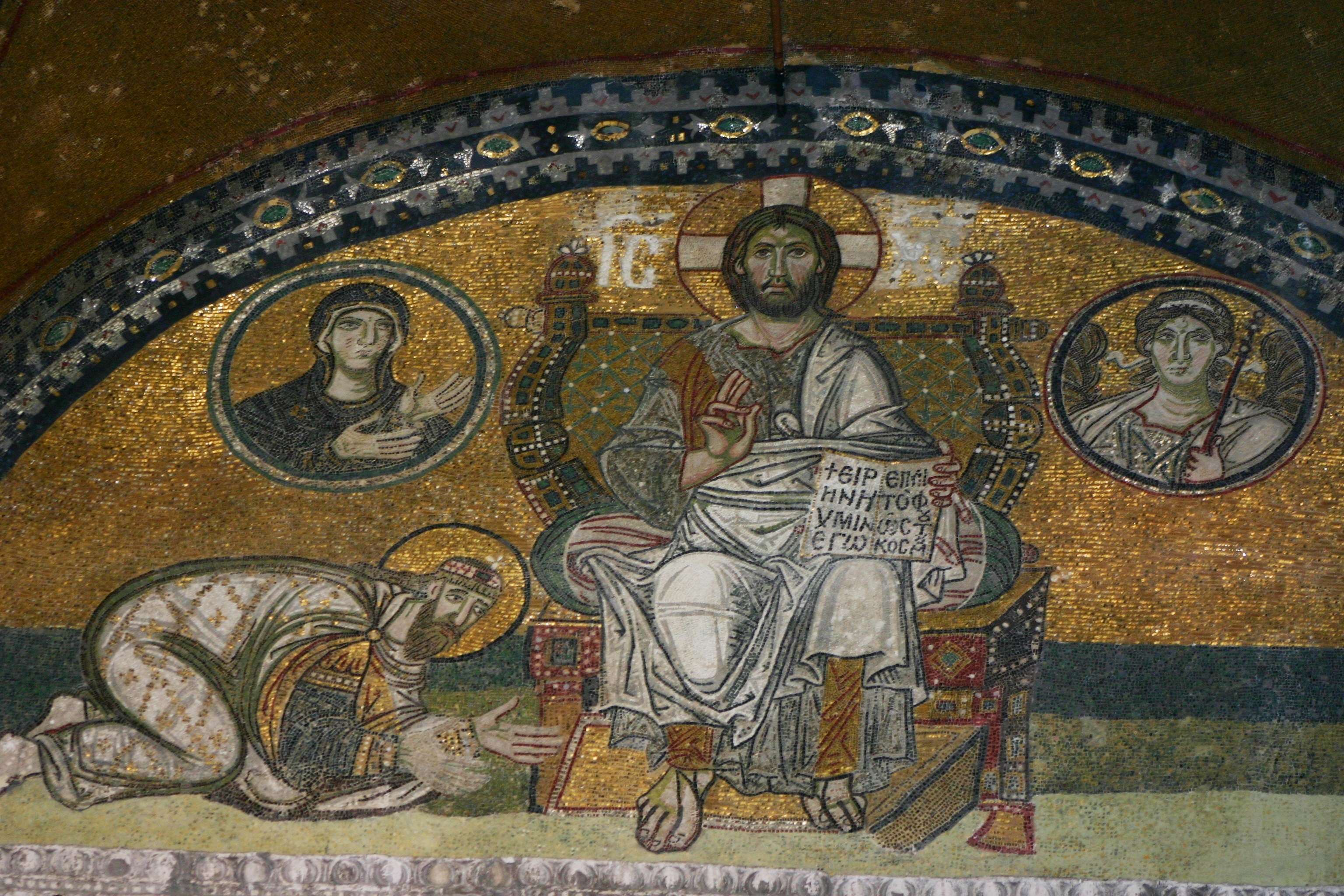 Ο αυτοκράτορας Λέων ΣΤ´ προσκυνώντας τον Ιησού Χριστό. Μωσαϊκό πάνω από την πύλη του αυτοκράτορα στην Αγία Σοφία.
