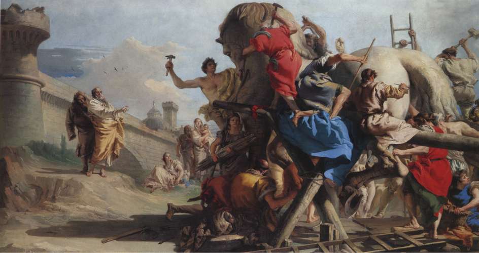 Δούρειος ίππος. Giovanni Domenico Tiepolo, «The Building of the Trojan Horse»
