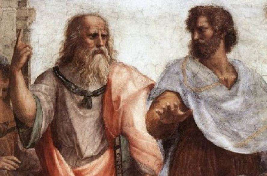 Πλάτων (αριστερά) και ο Αριστοτέλης (δεξιά), λεπτομέρεια από τη Σχολή των Αθηνών, Ραφαήλ.