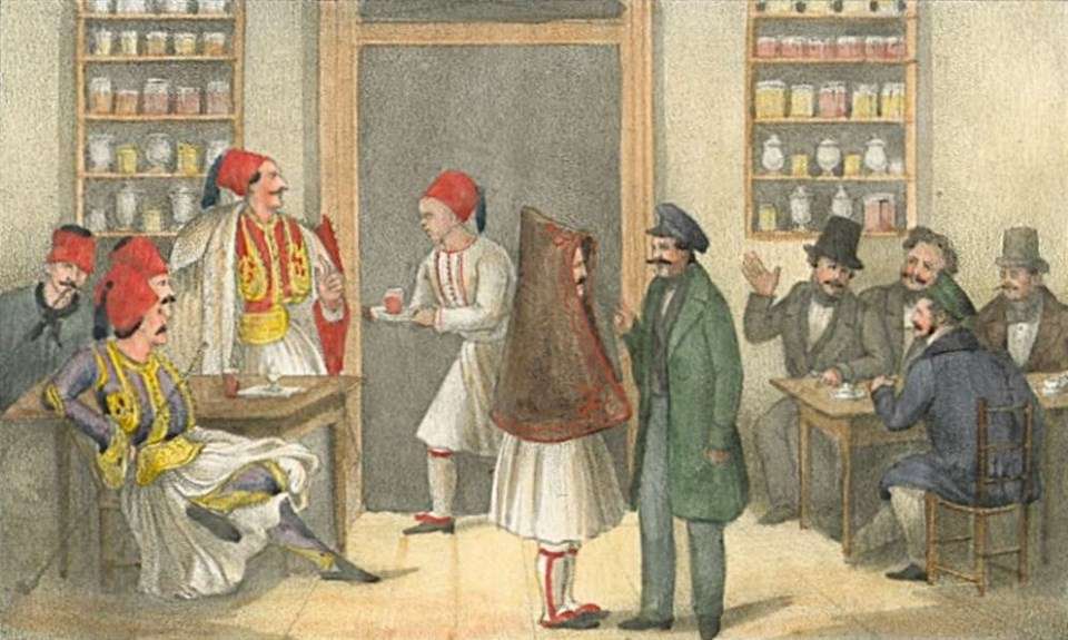 Καφενείο που σερβίρει σερμπέτια στην Αθήνα. (1838)
