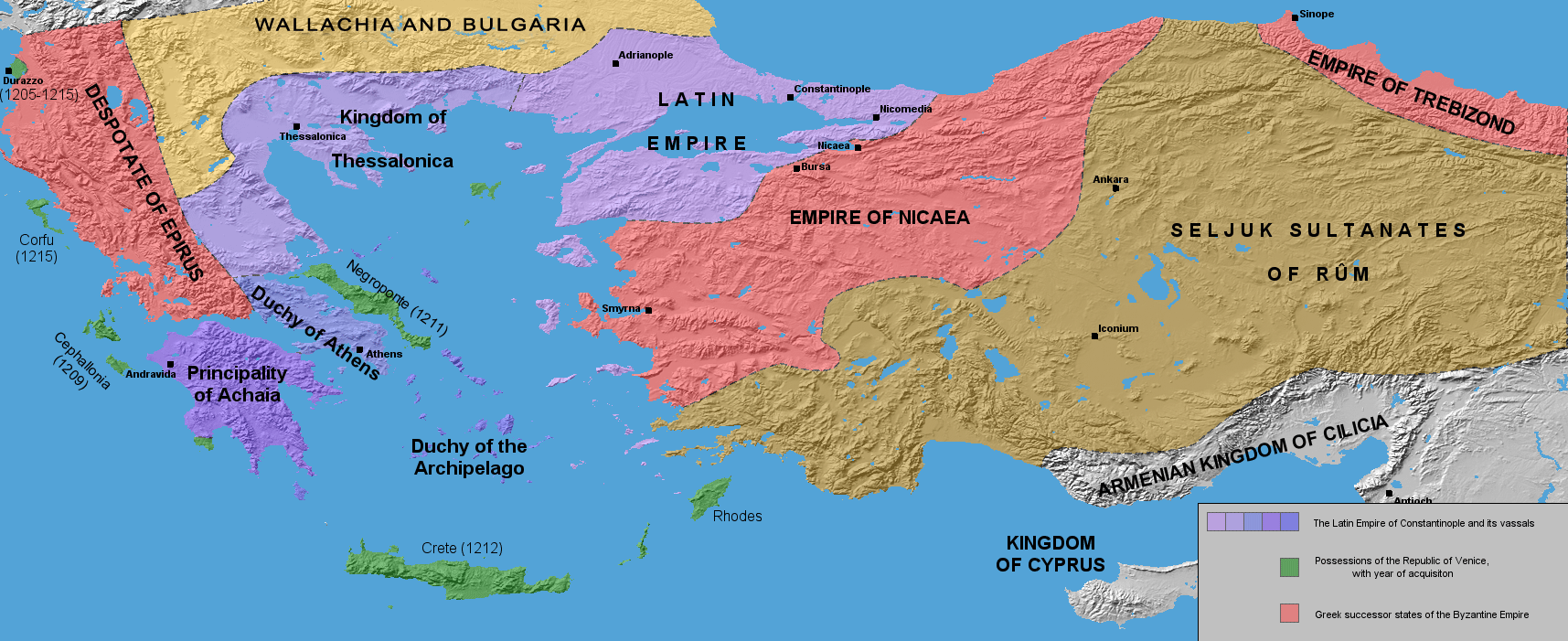 Η Λατινική και η Βυζαντινή Αυτοκρατορία μετά την Δ 'Σταυροφορία. (περ. 1204)