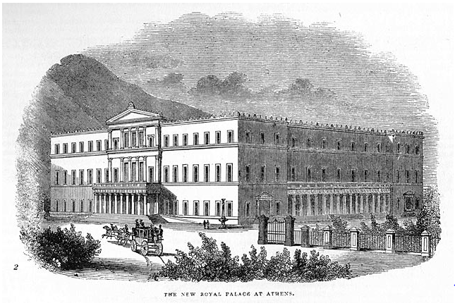 Τα Παλαιά Ανάκτορα των Αθηνών, σημερινή έδρα της Βουλής των Ελλήνων (Πηγή: Αρχείο Ψηφιοποιημένων Εικόνων Ε.Ι.Ε.).