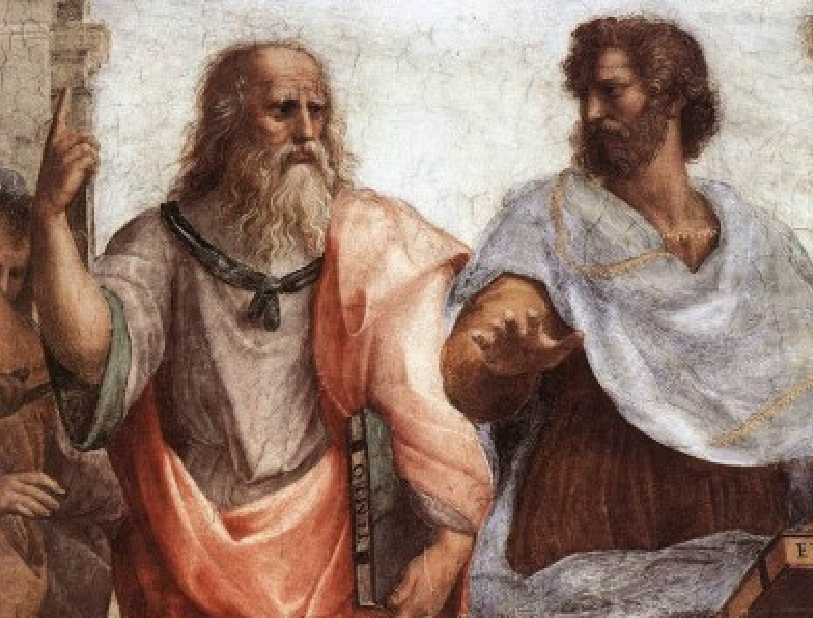 Πλάτωνας (αριστερά) και ο Αριστοτέλης (δεξιά), λεπτομέρεια από τη Σχολή των Αθηνών, Ραφαήλ.