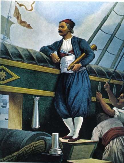 Ο Ανδρέας Μιαούλης στο πλοίο "Κως" Peter von Hess, 1824