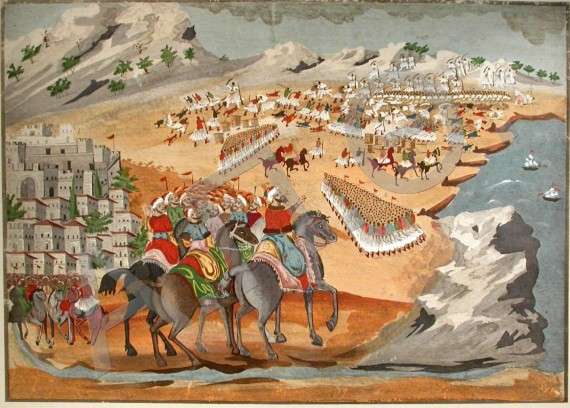Η μάχη του Κομποτίου. Πίνακας του Παναγιώτη Ζωγράφου