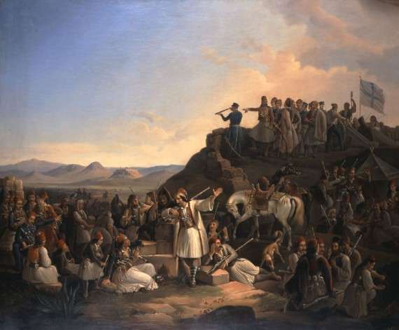 Το στρατόπεδο του Καραϊσκάκη στην Καστέλα, Θεόδωρος Βρυζάκης (1855).