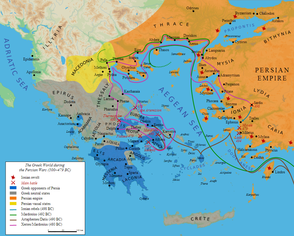 Οι Περσικοί Πόλεμοι ή τα Μηδικά, διεξήχθησαν το πρώτο μισό του πέμπτου αιώνα π.Χ, μεταξύ των Ελλήνων και των Περσών. Οι διαμάχες αυτές ξεκίνησαν από την κατάκτηση της Ιωνίας από τον Κύρο Β´.