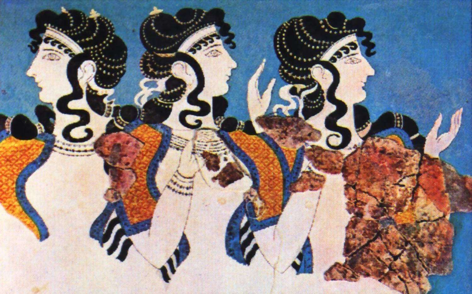 Τοιχογραφία με γυναίκες στο ανάκτορο της Κνωσσού
