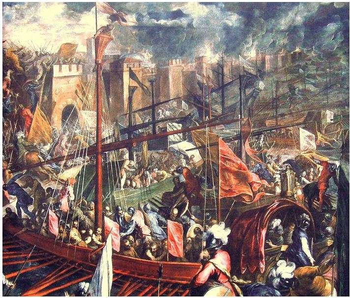 Η Άλωση της Κωνσταντινούπολης υπήρξε το αποτέλεσμα της πολιορκίας της βυζαντινής πρωτεύουσας, της οποίας Αυτοκράτορες ήταν ο Αλέξιος Δ' ο Αλέξιος Ε' Μούρτζουφλος και ο Θεόδωρος Α' από την Δ' Σταυροφορία, με επικεφαλής τον Ερρίκο Δάνδολο, τον Βονιφάτιο τον Μομφερατικό και τον Βαλδουίνο Α'. Η σταυροφορία διήρκεσε μέχρι το 1204 , όταν τελικά η Κωνσταντινούπολη αλώθηκε.