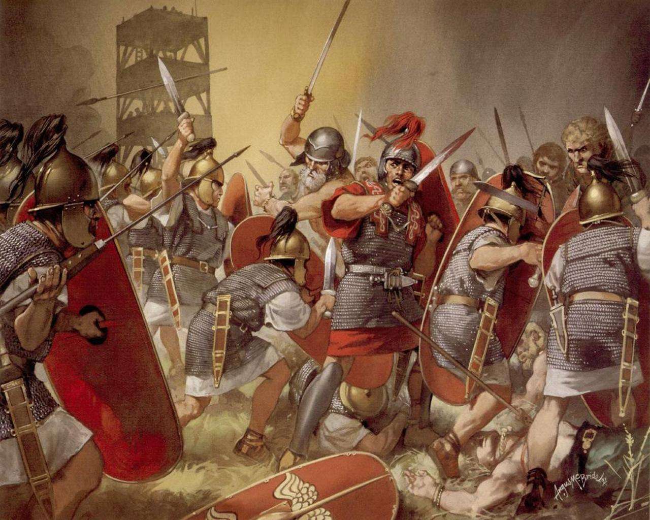 Λεγεωνάριοι της ρωμαικής αυτοκρατορίας σε μάχη (αναπαράσταση)