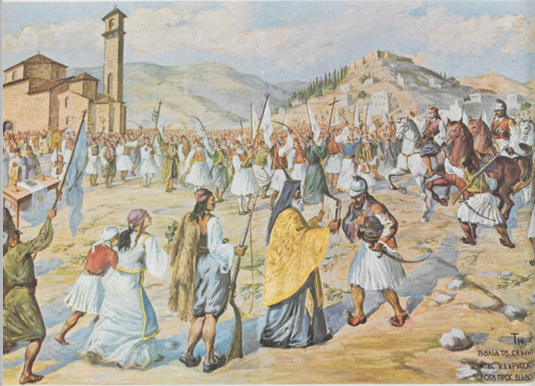 Καλαμάτα, 23 Μαρτίου 1821, αγιασμός των επαναστατών στις όχθες του χειμάρρου Νέδα