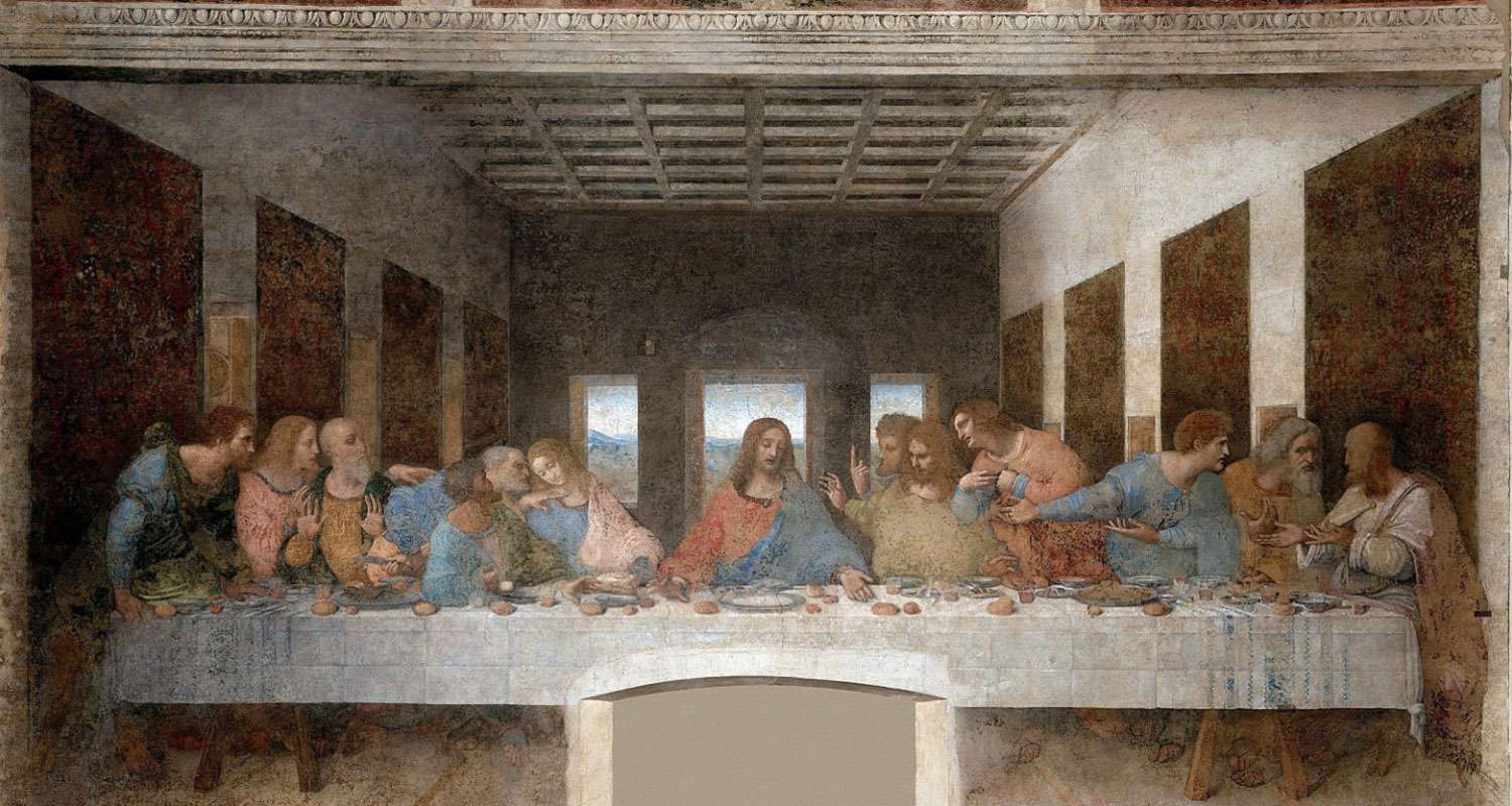 Ο Μυστικός Δείπνος (1495-1498). Τοιχογραφία που σήμερα είναι αρκετά κατεστραμμένη