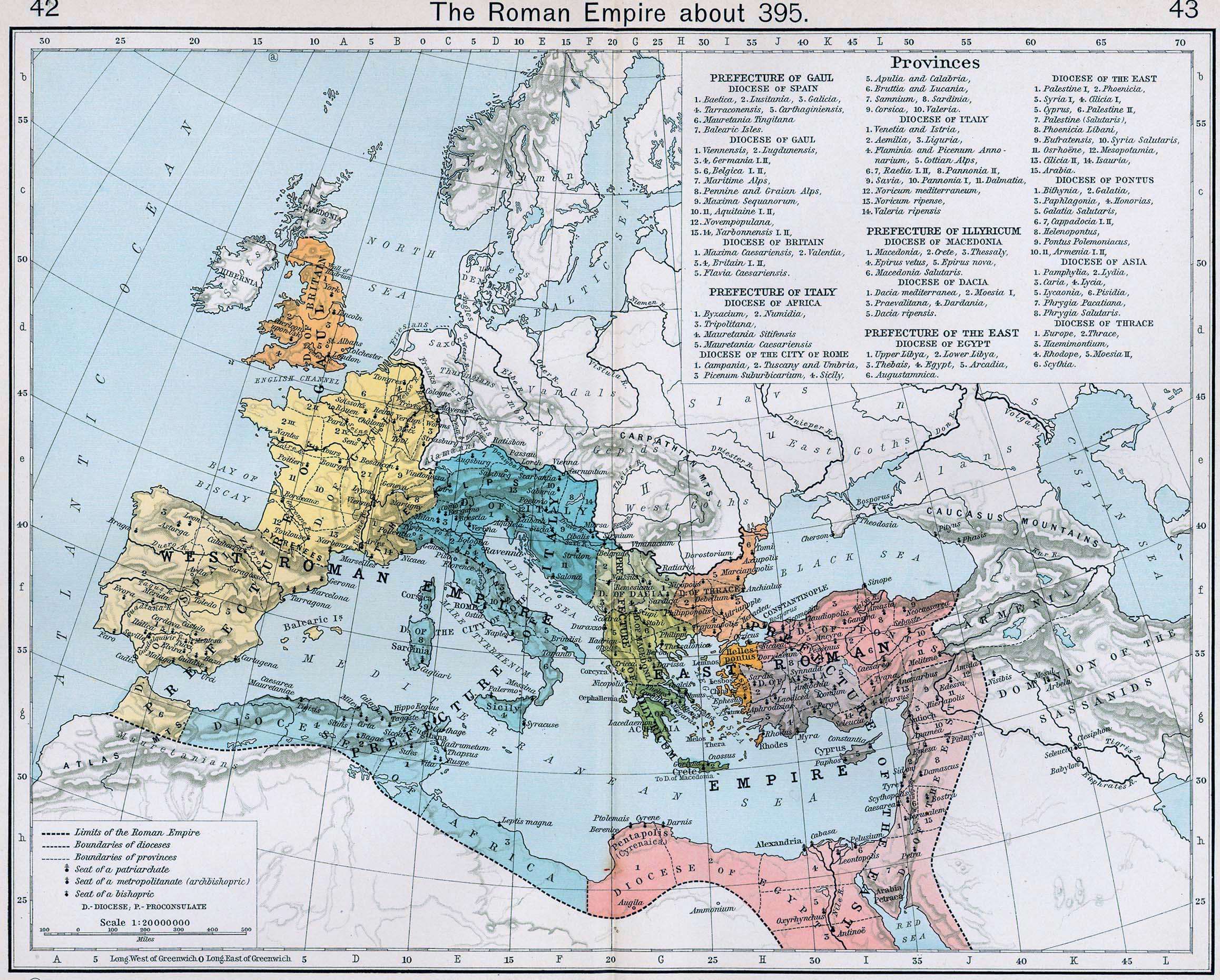 Οι διοικητικές διαιρέσεις της Ρωμαϊκής Αυτοκρατορίας το 395 μ.Χ.