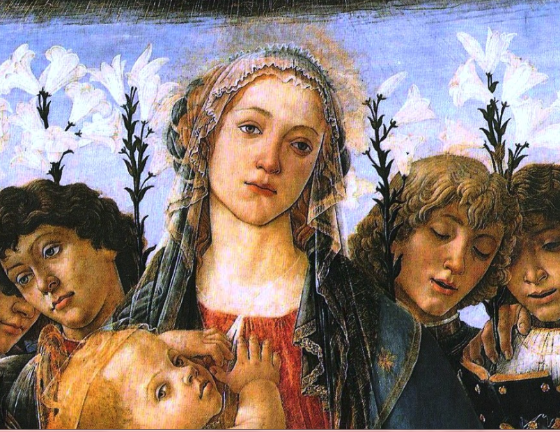 Σάντρο Μποττιτσέλλι. Η Θεοτόκος και οκτώ άγγελοι με κρίνα, περ. 1478