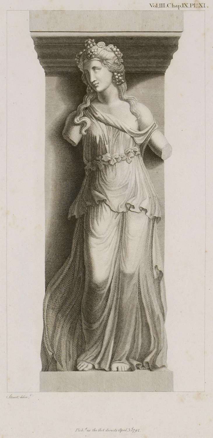 Η Αριάδνη από το μνημείο της Στοάς των Ειδώλων (Incantadas ή Μαγεμένες) στη Θεσσαλονίκη. Bacchante with a Thyrsus. 1794