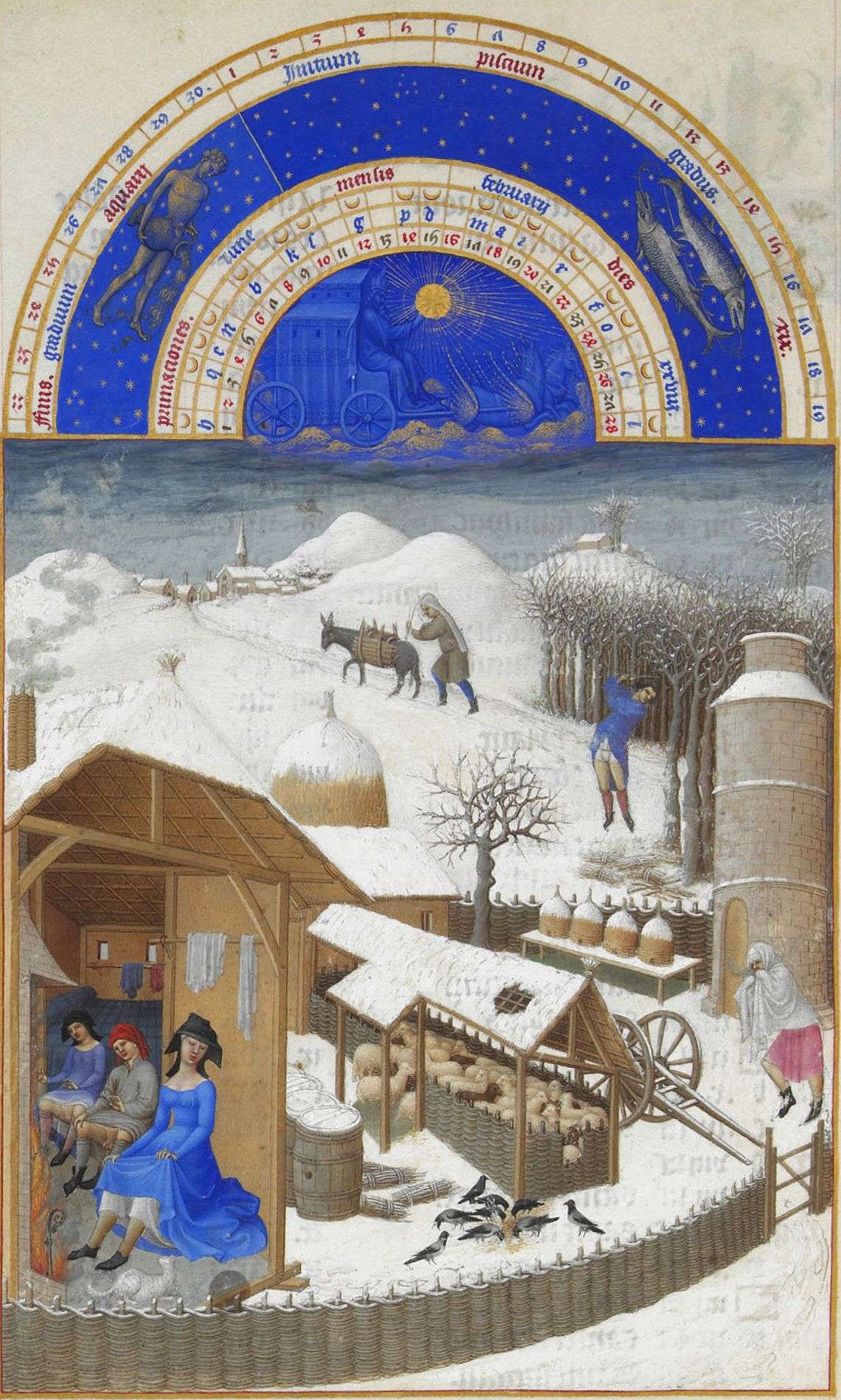Οι Πολύ Πλούσιες Ώρες του δούκα ντε Μπερρύ : Φεβρουάριος, μικρογραφία, 1411-16, Chantilly, Μουσείο Κοντέ