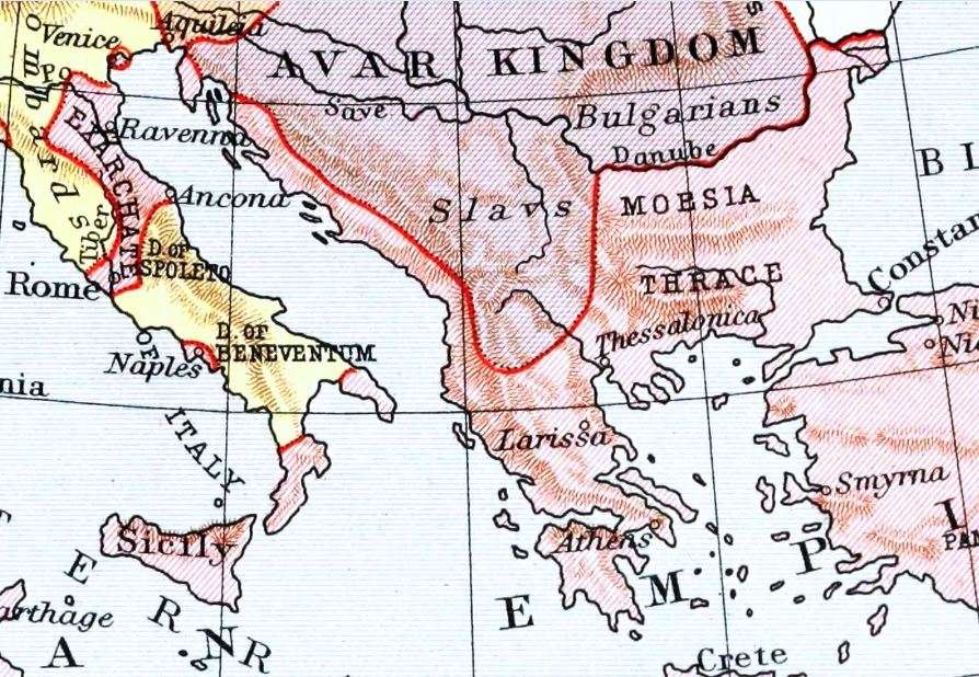 Χάρτης: Οι Σλάβοι στην Ευρώπη κατά το 650. Map: The Slavs in Europe in the 650s