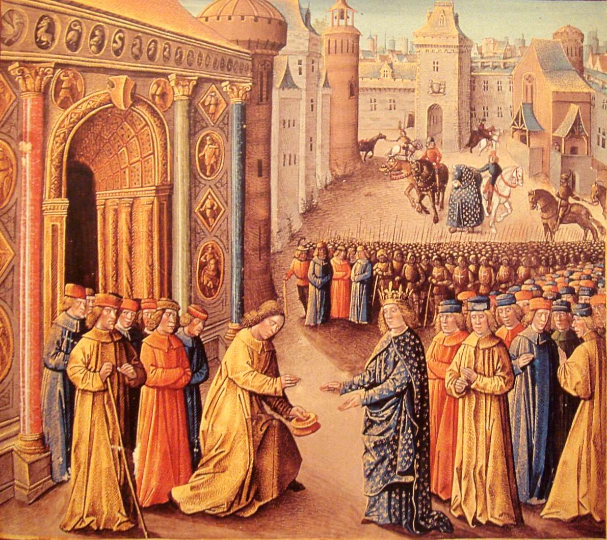Ο Ραϋμόνδος του Πουατιέ δέχεται τον βασιλιά της Γαλλίας Λουδοβίκο Ζ´ στην Αντιόχεια - μικρογραφία 15ου αιώνα.