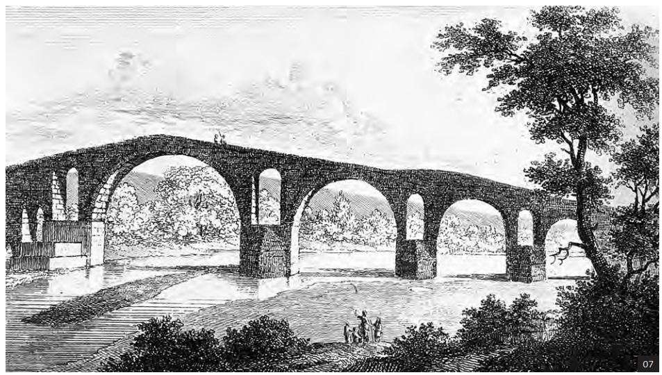 Το γεφύρι της Άρτας· γκραβούρα του W. Turner (1820).