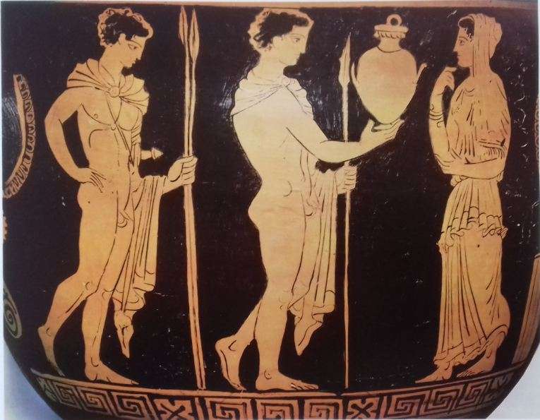 Παράσταση που αποδίδει σκηνή της τραγωδία «Ηλέκτρα» του Σοφοκλή. 4ος αιώνας μ.Χ. Βιέννη. Μουσείο Τέχνης.