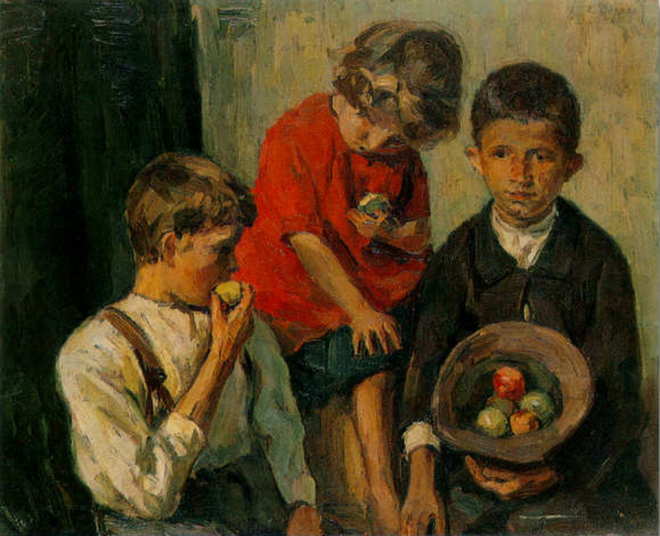 Έκτωρ Δούκας (Σμύρνη, 1885 – Αθήνα, 1969). Παιδιά με μήλα (1930).
