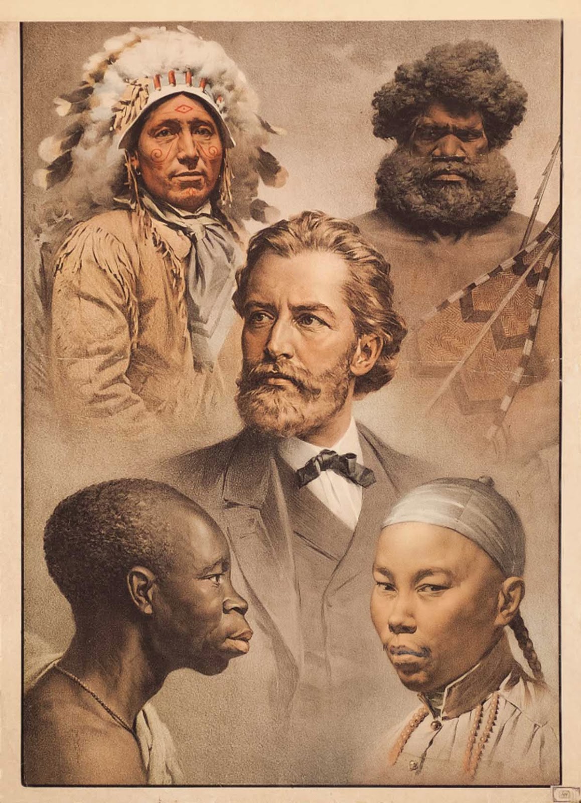 Οι πέντε φυλές του ανθρώπου, απεικόνιση του 1911.